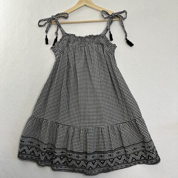 Old Navy Gingham Dress Womens M Black White Pockets Cottage Country Boho - Picture 1 of 13